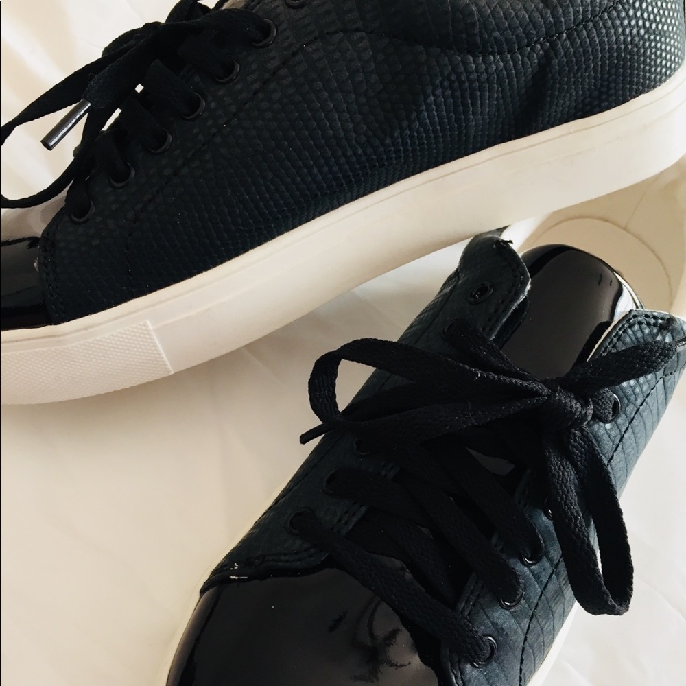 Black faux pleather Cora sneakers